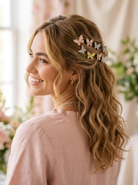 Butterfly Clip Half-Up Style
