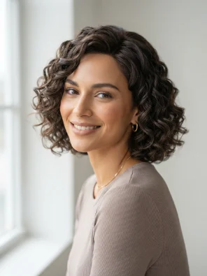 Chin-Length Curly Bob With a Soft Side Part