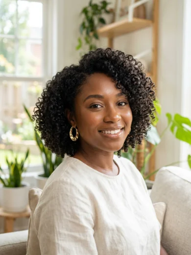 Chin-Length Curly Layered Bob