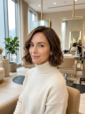 Chin-Length Layered Wavy Bob