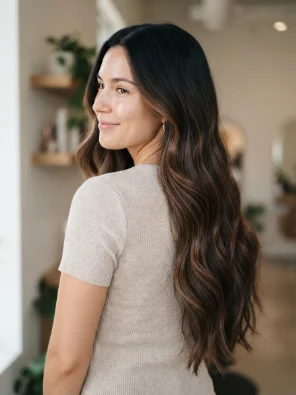 Chocolate Brown Balayage for Long Hair