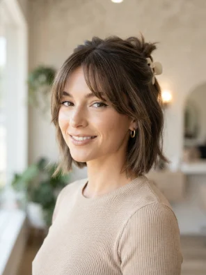 Claw Clip Style for Curtain Bangs