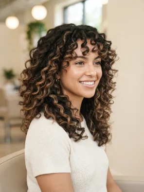 Curly Dark Brown Hair With Light Brown Highlights