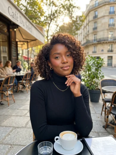 Curly French Bob With a Soft Side Part