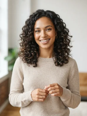 Curly Lob With Long Layers