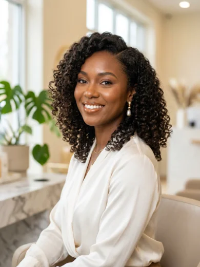 Curly Lob With a Side Part