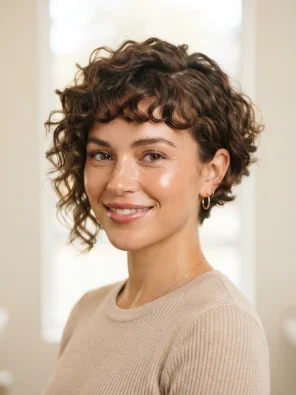 Curly Pixie Cut for an Oval Face