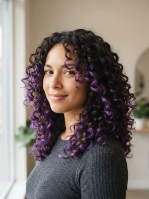 Curly Purple Hair Highlights