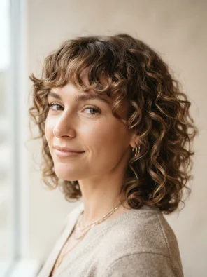 Curly Shag With Bottleneck Bangs