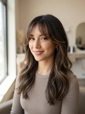Curtain Bangs With Light Brown Highlights