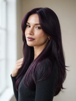 Deep Eggplant Purple Hair