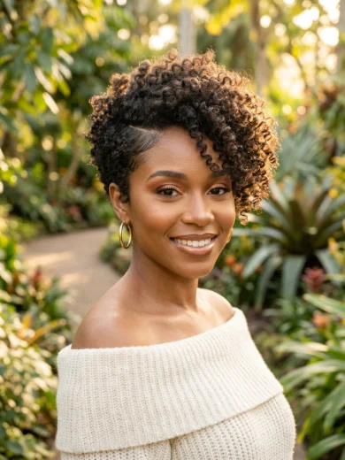 Deep Side-Part Curly Pixie