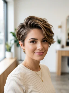 Deep Side-Part Pixie
