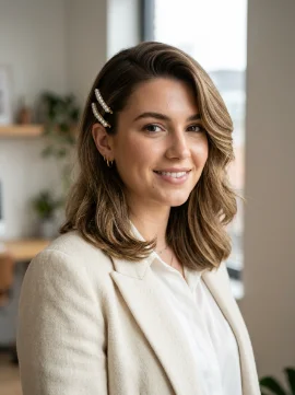 Double Barrette Side Part
