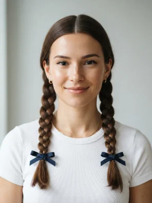 Double Braids With Matching Ribbons