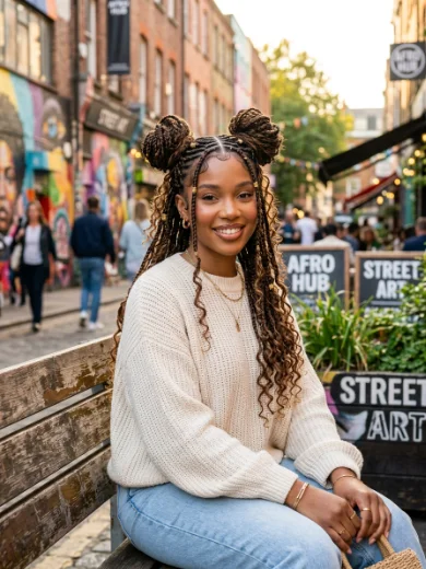 Double Bun Fulani Boho Braids