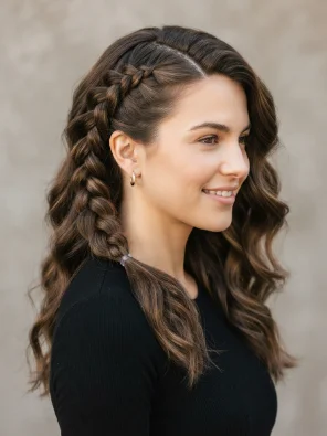 Dutch Side Braid With Loose Hair