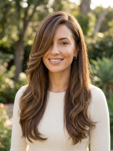 Face-Framing Layers With a Side Part