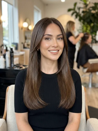 Face-Framing Layers for Straight Long Hair