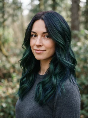 Forest Green and Deep Navy Hair