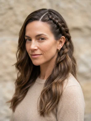 French Braid Along a Deep Side Part