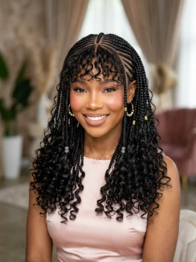 Fulani Boho Braids With Curly Bangs
