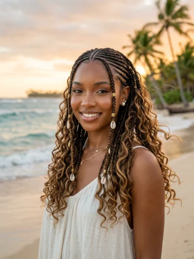 Fulani Boho Braids With Shells