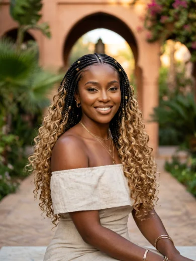 Fulani Braids With Blonde Boho Curls