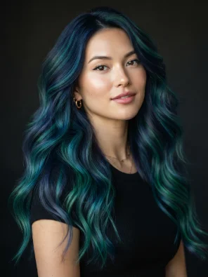 Galaxy Green and Blue Hair