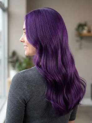 Glossy All-Over Purple Hair