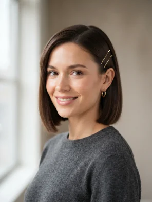 Hair Pins on One Side of Short Hair