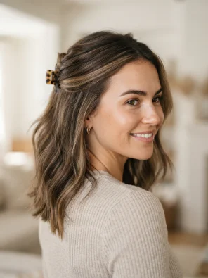 Half-Up Claw Clip Hairstyle