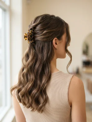 Half-Up Claw Clip Hairstyle