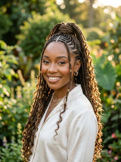 Half-Up Half-Down Fulani Boho Braids