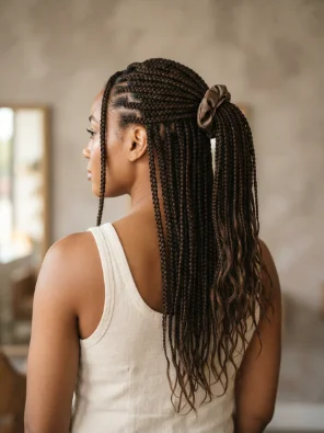Half-Up, Half-Down Medium Knotless Braids