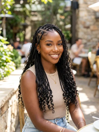 Heart-Part Knotless Boho Braids