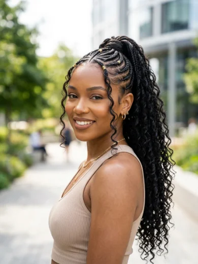 High Ponytail Fulani Boho Braids