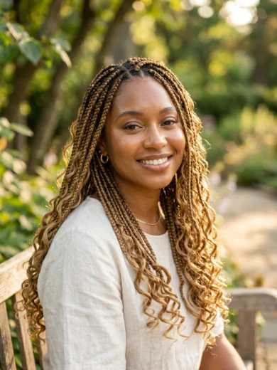 Honey-Blonde Boho Knotless Braids