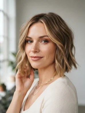 Honey Blonde Highlights on Short Hair