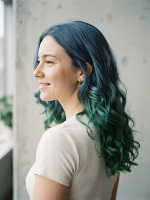 Jade Green and Denim Blue Ombre