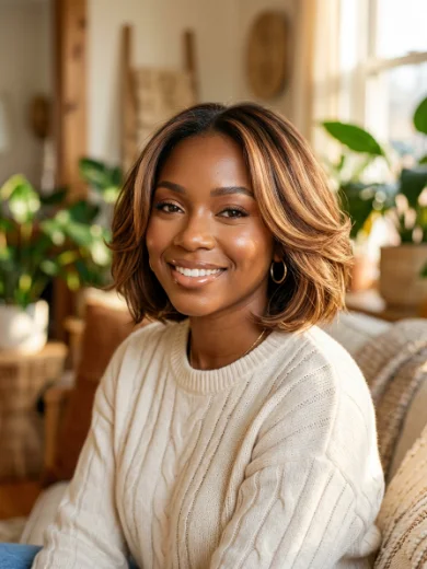 Layered Bob With Warm Color