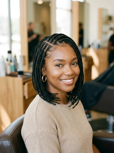 Layered Knotless Braid Bob