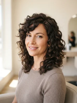 Layered Medium Wig With Bouncy Curls