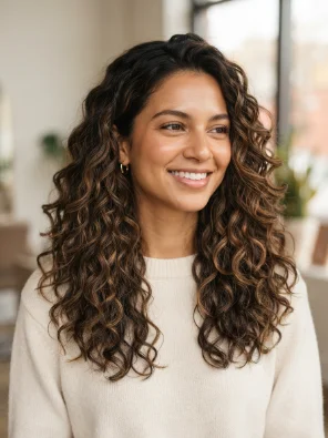Long Curly Hair With Soft Layers