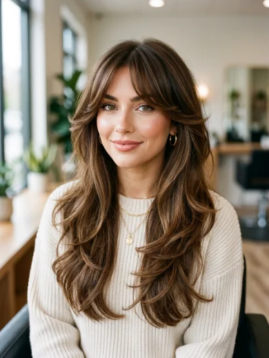 Long Curtain Bangs With Layers