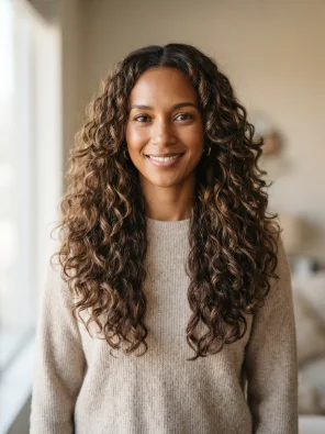Long Layered Curls With U-Shape Ends