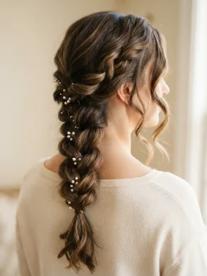 Loose Low Braid with Hair Pins