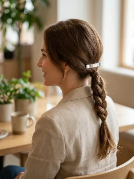 Low Braided Ponytail With a Metal Clip
