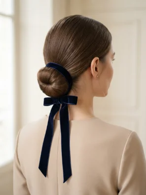 Low Bun With Long Ribbon Tails