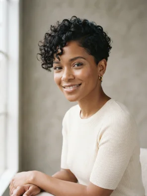 Low-Maintenance Wash-and-Go Curly Pixie